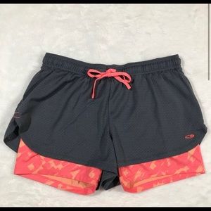 CHAMPION grey orange bike shorts mesh abstract L